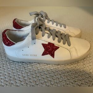 Red Glitter Star Sneakers (size 8)
